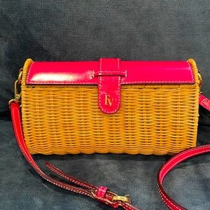Frances Valentine wicker + leather crossbody bag